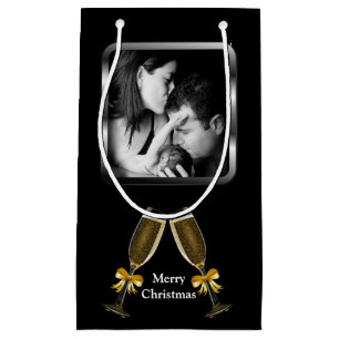Champagne Toast Elegant Custom Photo Klein Cadeauzakje