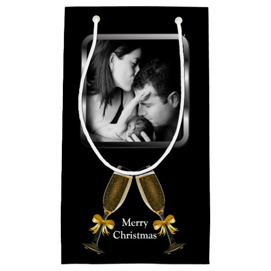 Champagne Toast Elegant Custom Photo Klein Cadeauzakje (Voorkant)