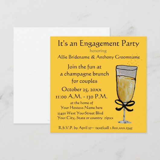 Champagne Toast Engagement Kaart (Voorkant / Achterkant)