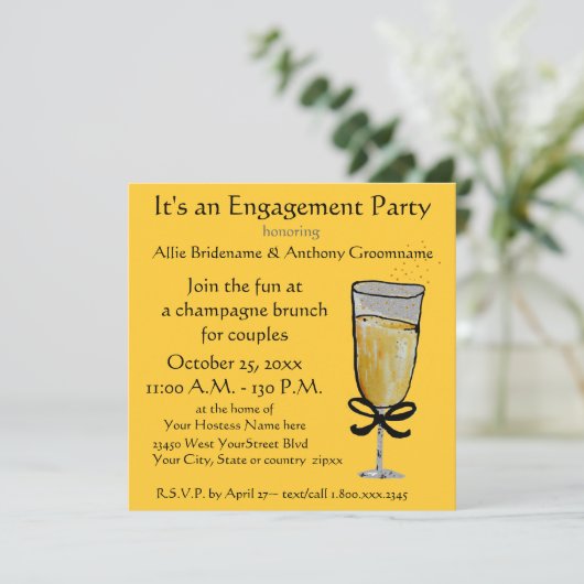 Champagne Toast Engagement Kaart (Staand voorkant)