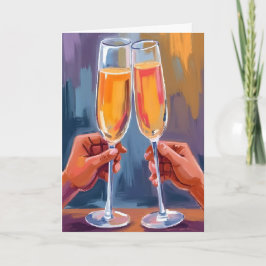 Champagne Toast | Feestelijke Aquarelschildering Kaart