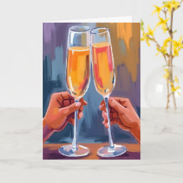 Champagne Toast | Feestelijke Aquarelschildering Kaart