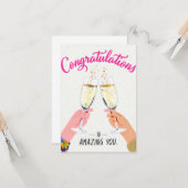 Champagne Toast Felicitatie Wenskaart  Kaart (Voorkant / Achterkant in situ)