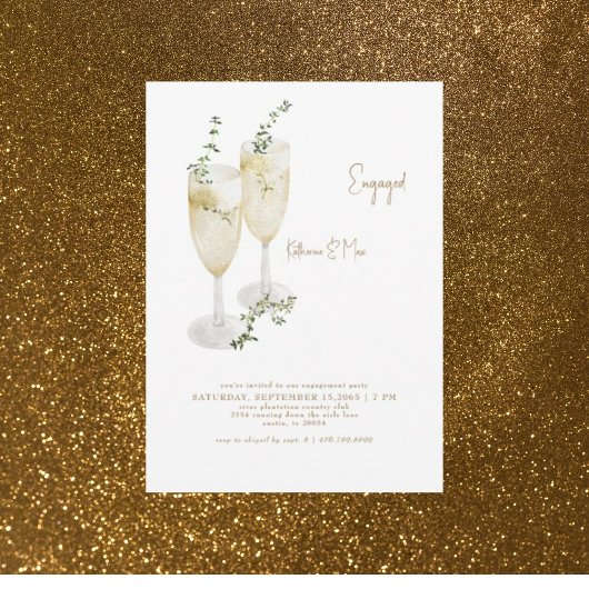 Champagne Toast Foliage Engagement Kaart