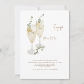 Champagne Toast Foliage Gold Engagement Kaart (Voorkant)