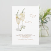 Champagne Toast Foliage Gold Engagement Kaart (Staand voorkant)