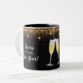 Champagne Toast Glitter Nieuwjaar Tweekleurige Koffiemok (Voorkant links)
