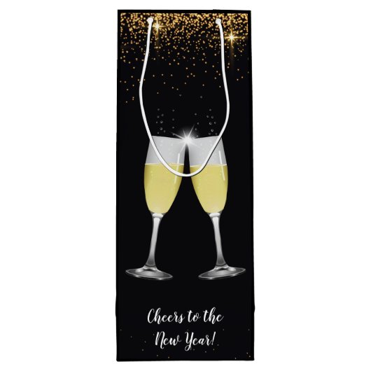 Champagne Toast Glitter Oud en Nieuw Feest Wijn Cadeautas (Achterkant)