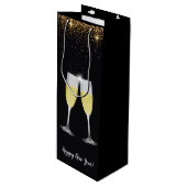Champagne Toast Glitter Oud en Nieuw Feest Wijn Cadeautas (Voorkant Gekanteld)