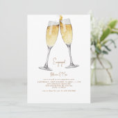 Champagne Toast Gold Text Engagement Kaart (Staand voorkant)