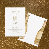 Champagne Toast Gold Text Engagement Kaart