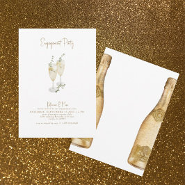 Champagne Toast Gold Text Engagement Kaart