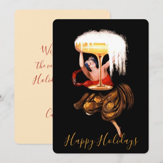 Champagne Toast Holiday Flat Card Feestdagenkaart (Voorkant / Achterkant)