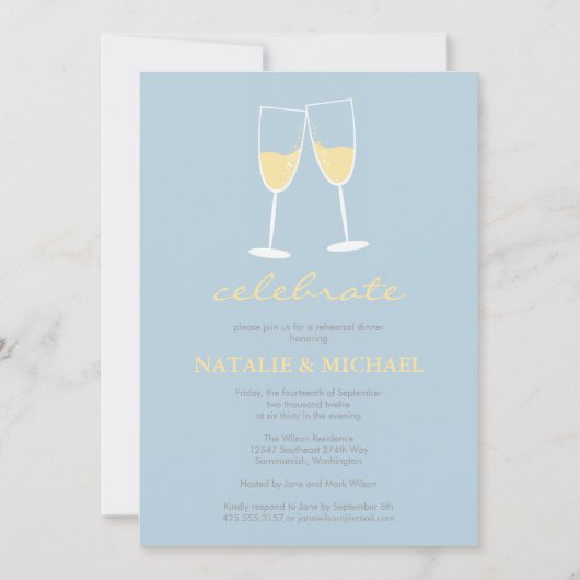 Champagne Toast Invitation Kaart (Voorkant)