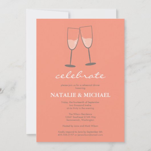 Champagne Toast Invitation Kaart (Voorkant)