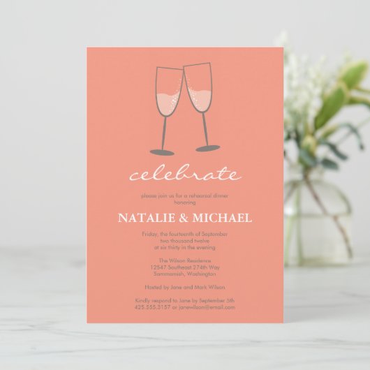 Champagne Toast Invitation Kaart (Staand voorkant)