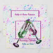 Champagne Toast/Jubileum Party Kaart (Voorkant / Achterkant)