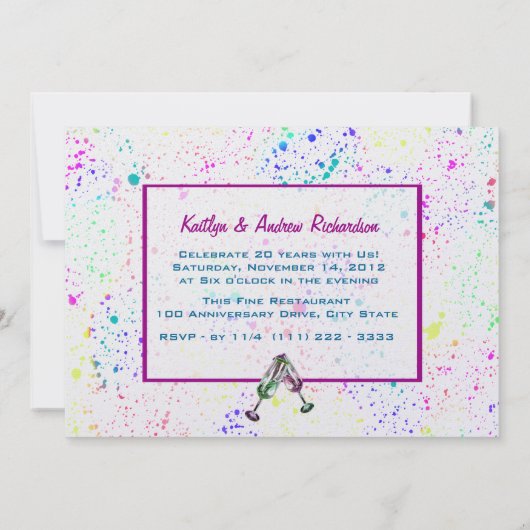 Champagne Toast/ Jubileumfeest Kaart (Achterkant)