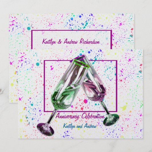 Champagne Toast/ Jubileumfeest Kaart (Voorkant / Achterkant)