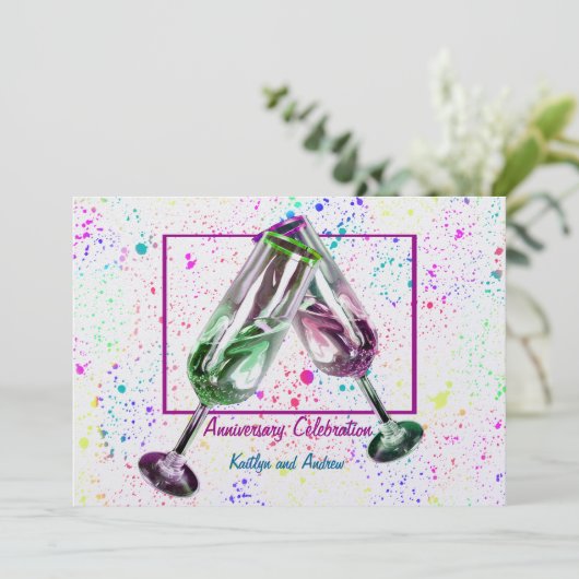 Champagne Toast/ Jubileumfeest Kaart (Staand voorkant)