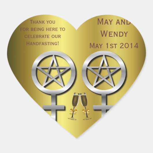 Champagne Toast Lesbisch Handfasting Hart Hart Sticker (Voorkant)
