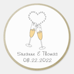 Champagne Toast met Hart Gepersonaliseerde Sticker