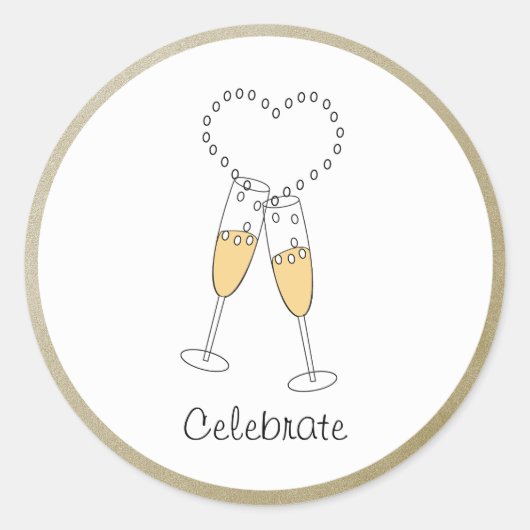Champagne Toast met hart Sticker (Voorkant)