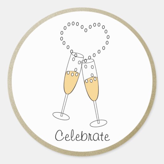 Champagne Toast met hart Sticker (Voorkant)