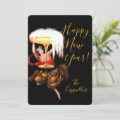 Champagne Toast New Year Feestdagenkaart (Staand voorkant)