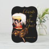 Champagne Toast New Year Invitation Kaart (Staand voorkant)