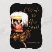 Champagne Toast New Year Invitation Kaart (Voorkant)