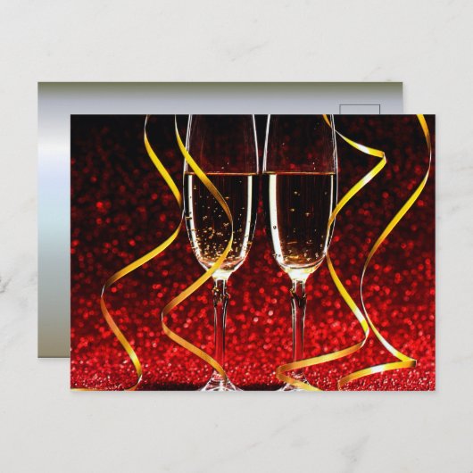 Champagne Toast New Years Day Feestdagenkaart (Voorkant / Achterkant)