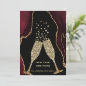 Champagne Toast nieuwjaar nieuw huis Burgundy Agat Feestdagenkaart (Staand voorkant)