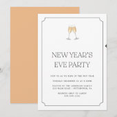 Champagne Toast Nieuwjaarsfeest Uitnodiging (Voorkant / Achterkant)