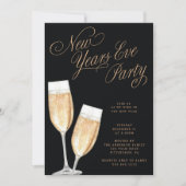 Champagne Toast Nieuwjaarsfeest Uitnodiging (Voorkant)