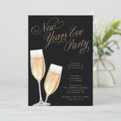 Champagne Toast Nieuwjaarsfeest Uitnodiging (Staand voorkant)