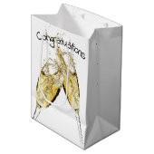 Champagne Toast on White Medium Cadeauzakje (Voorkant Gekanteld)
