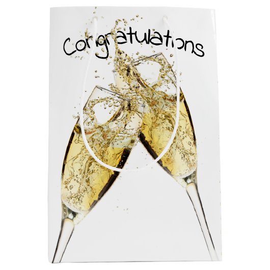 Champagne Toast on White Medium Cadeauzakje (Voorkant)
