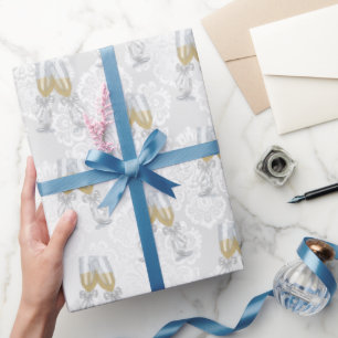 Champagne toast op satijnen damast cadeaupapier
