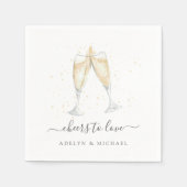 Champagne Toast "Proost op Liefde" Gepersonaliseer Servet (Voorkant)