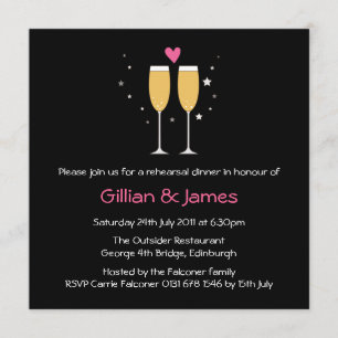 Champagne Toast Rehearsal Dinner Invitation Kaart