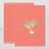 Champagne Toast. Retro Birthday Party roze Vintage Kaart (Voorkant / Achterkant)