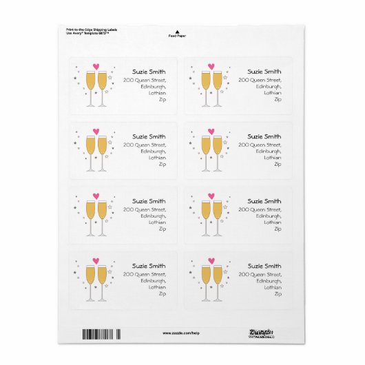 Champagne Toast Return Address Labels (Full Sheet)