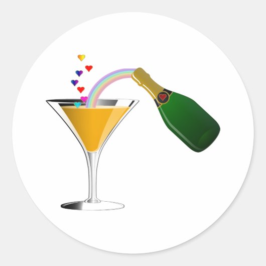 Champagne Toast Ronde Sticker (Voorkant)