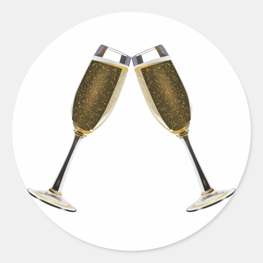 Champagne Toast Ronde Sticker (Voorkant)