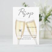 Champagne Toast RSVP Kaartje (Staand voorkant)
