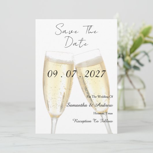 Champagne Toast Save The Date (Staand voorkant)