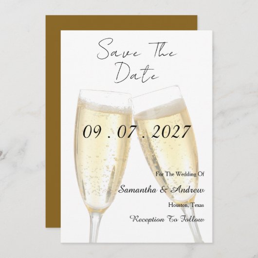 Champagne Toast Save The Date (Voorkant / Achterkant)