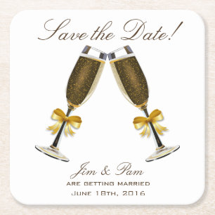Champagne Toast Save the Date Kartonnen Onderzetters