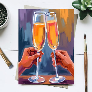 Champagne Toast   Schilderij in waterverftechniek  Briefkaart